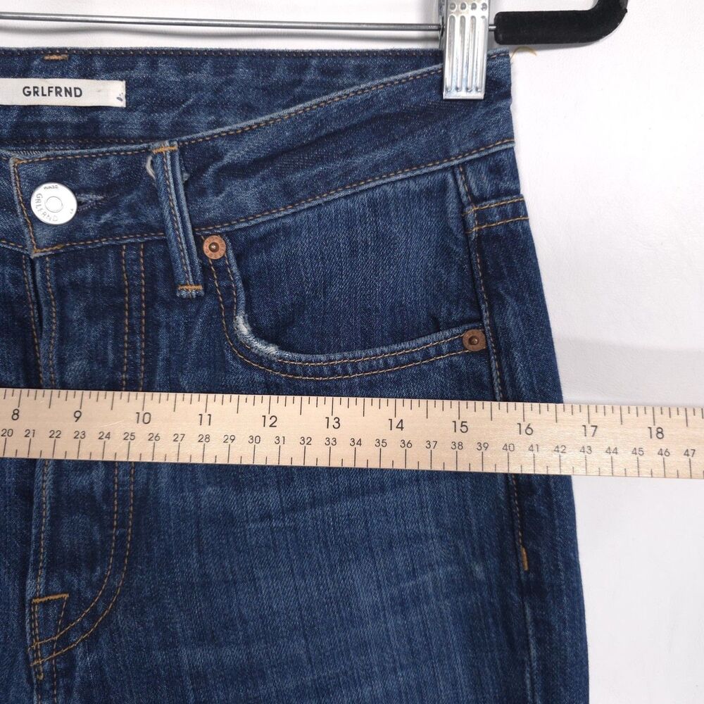 GRLFRND Carla Flare Bootcut Straight Jeans Blue Sunday Raw Hem ORGANIC COTTON 26 - Picture 10 of 16